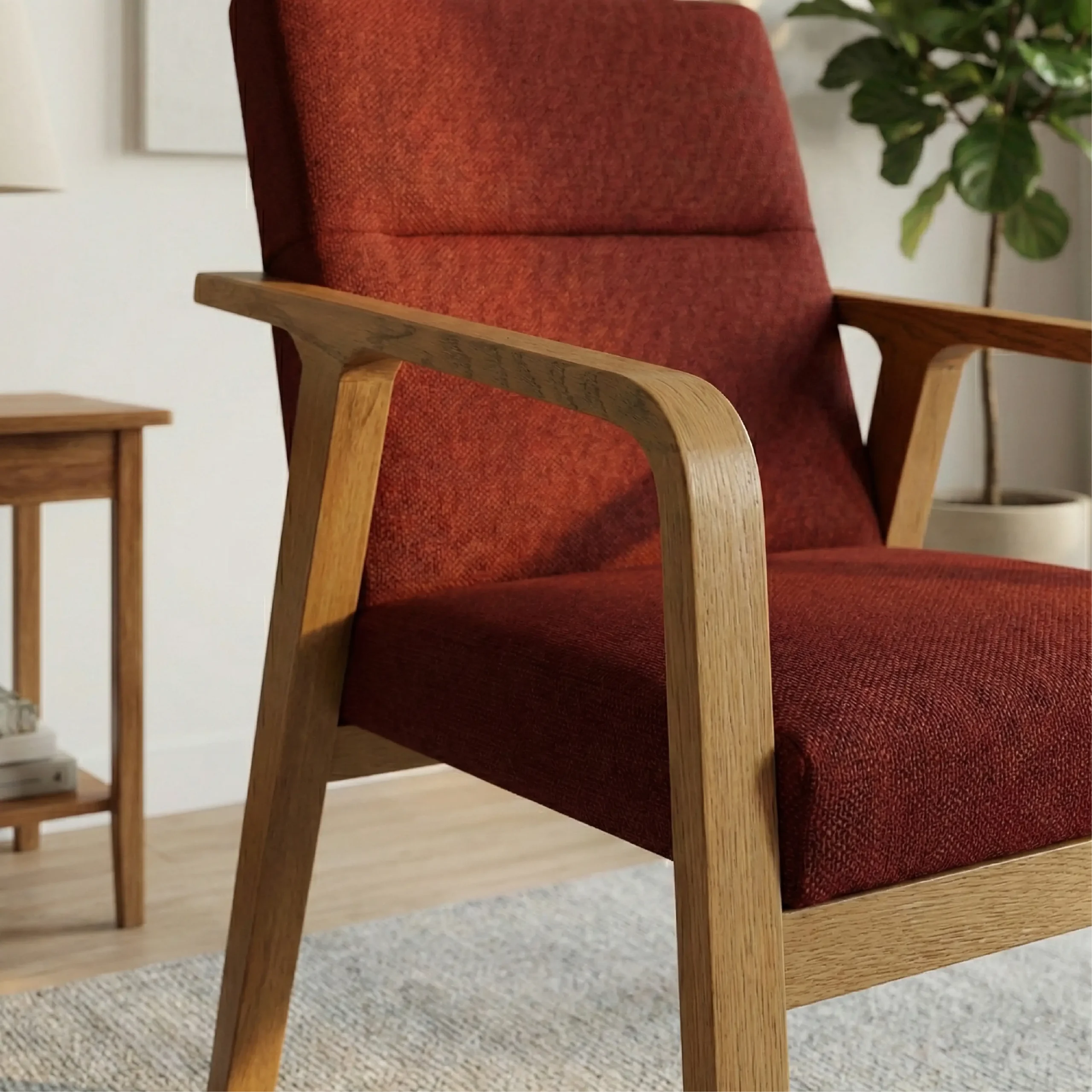 Shesham Bedroom Cusion Chair With Arm Rest - Image 3