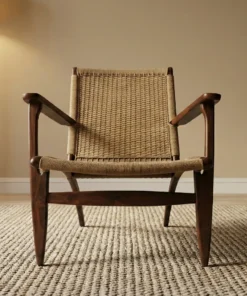 Shesham Wood Relaxer Chair - Rope weaving