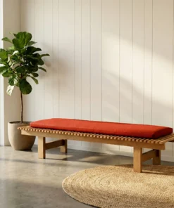 Shesham Wood Bench With Cushion Seat