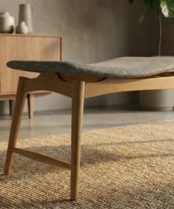 Alternative view of Outdoor Shesham Wood Bench with Leather Seat