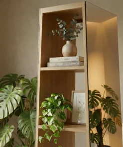 Alternative view of The Aura Valet Stand - Reflected light. Sculpted storage.