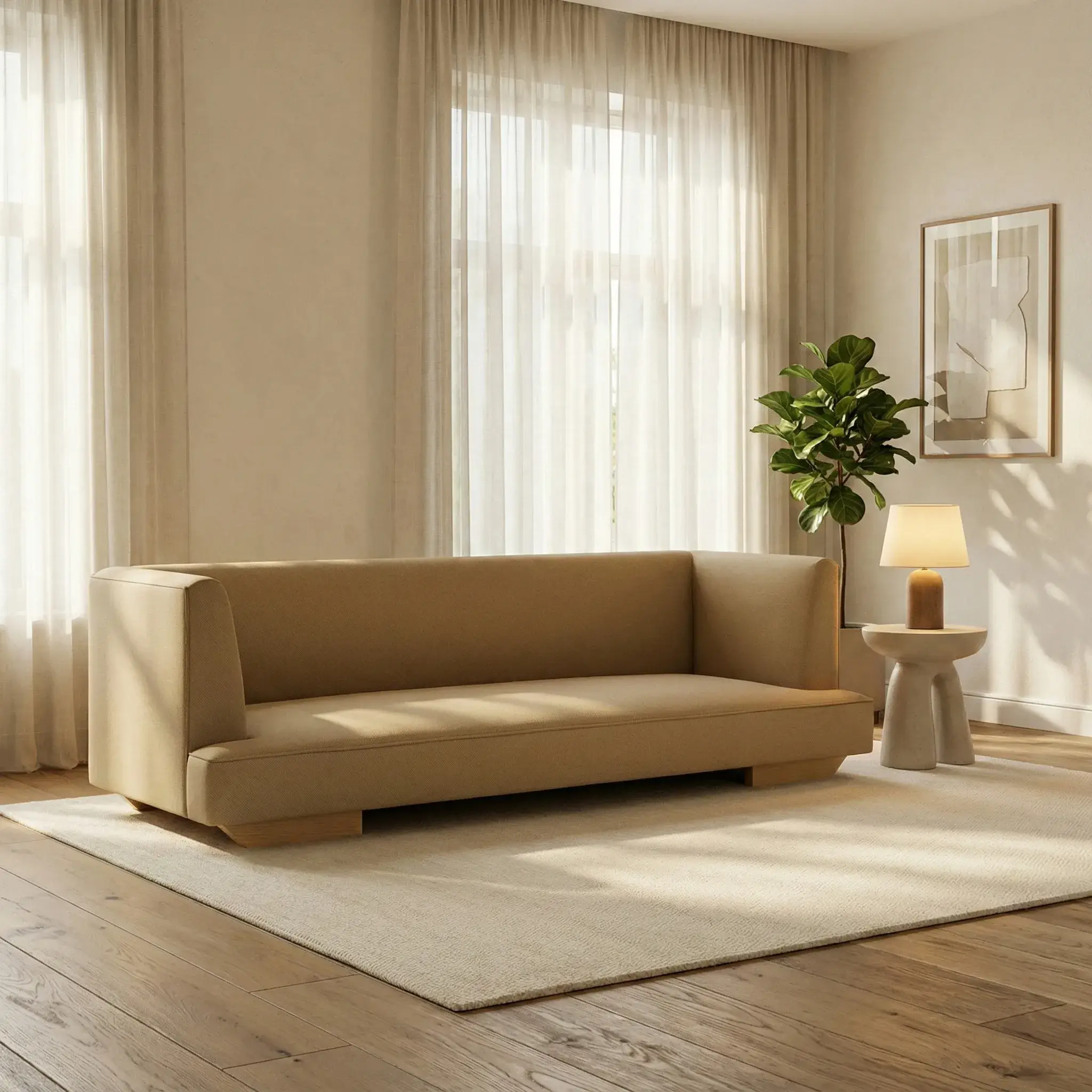 The Continuum Plinth Sofa - Seamless architecture. Unbroken comfort.