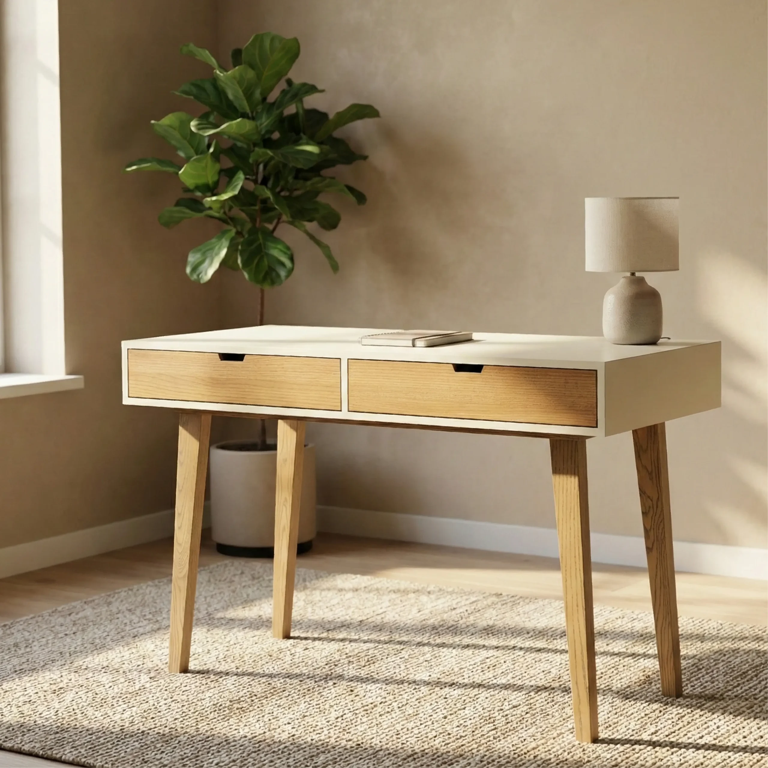 The Contour Study Table - Softened geometry. Monolithic warmth