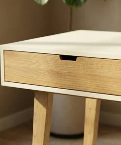 Alternative view of The Contour Study Table - Softened geometry. Monolithic warmth