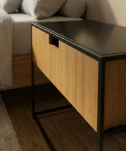 Alternative view of The Exo-Frame Oak Table - Industrial boundaries. Organic core.